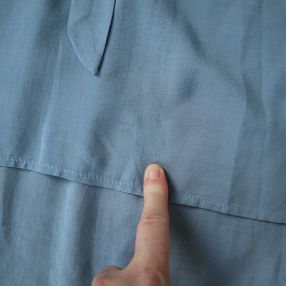 Everly Cornflower Blue Boho Poet's Blouse with Tie, Size S - Picture 14 of 16